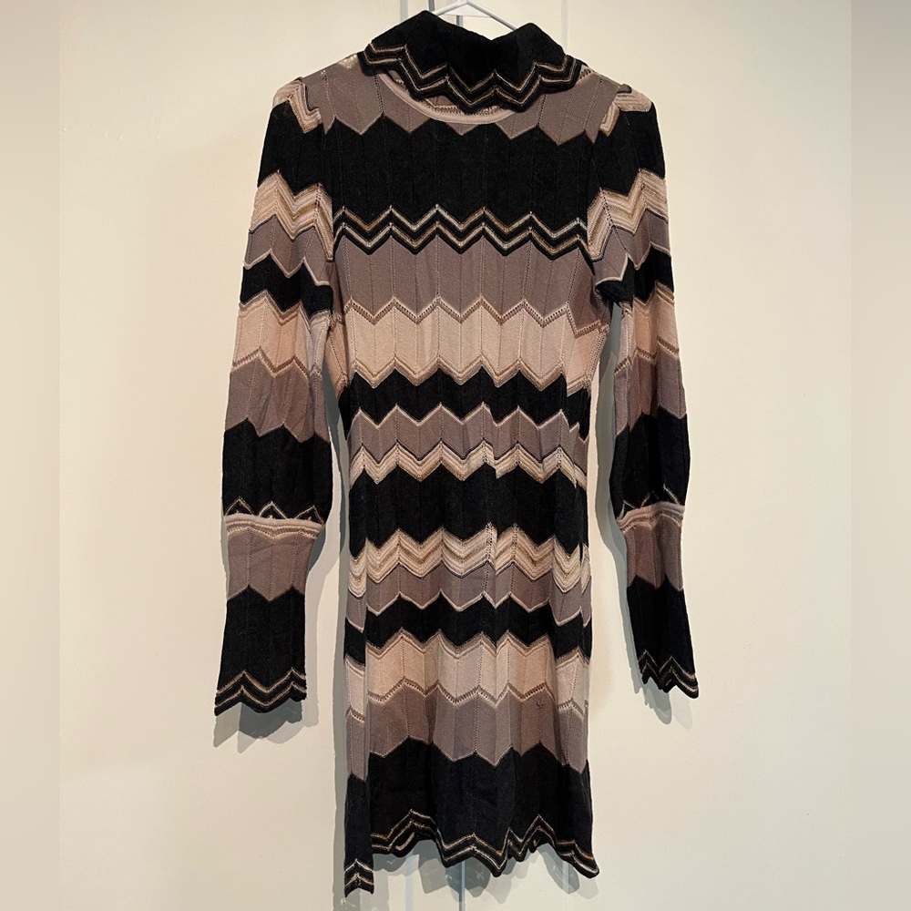 Missoni XS Chevron Pattern Classic Knit Lightweight Sweater Dress Wool Blend